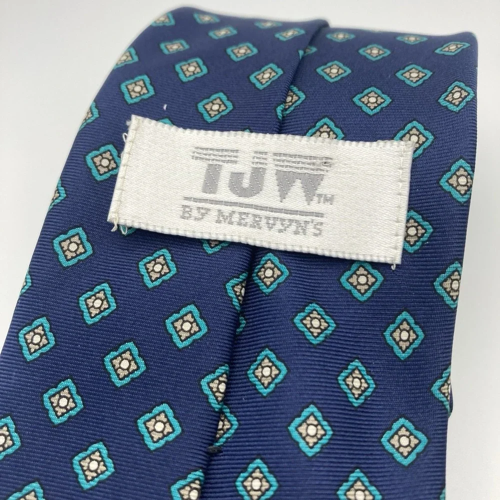 TJW BLUE EXECUTIVE SILK DESIGNER MENS‎ NECK TIE Classic Length